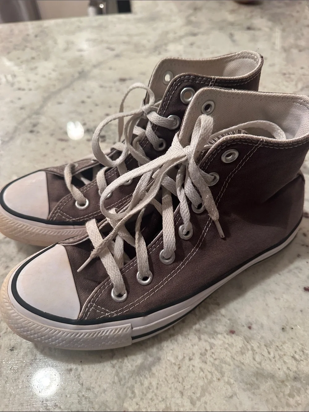 Converse High Top Sneakers - Taupe and White
